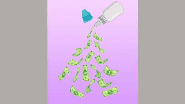 illustration of payments pouring from eyedrop container